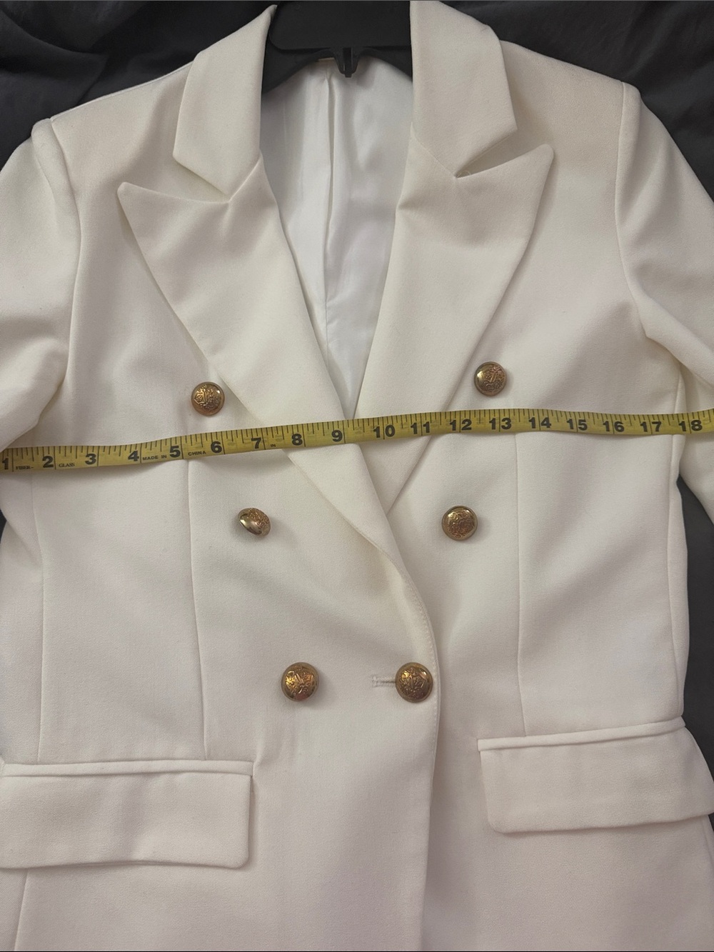 Women's Double-Breasted White Blazer Jacket - Picture 7 of 9